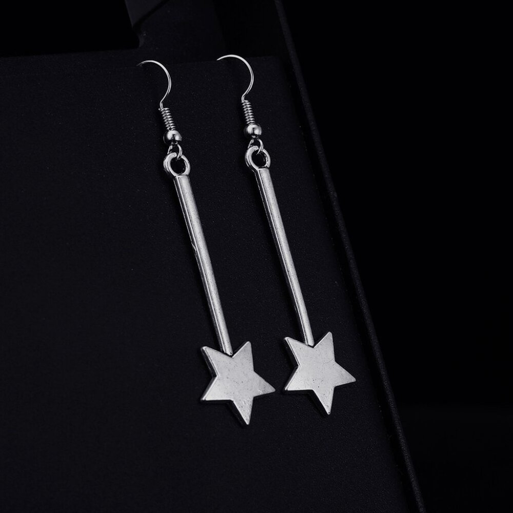 Trendy Vintage Magic Star Dangle Antique Color Plated Earrings for Woman, K560 - Picture 2 of 4